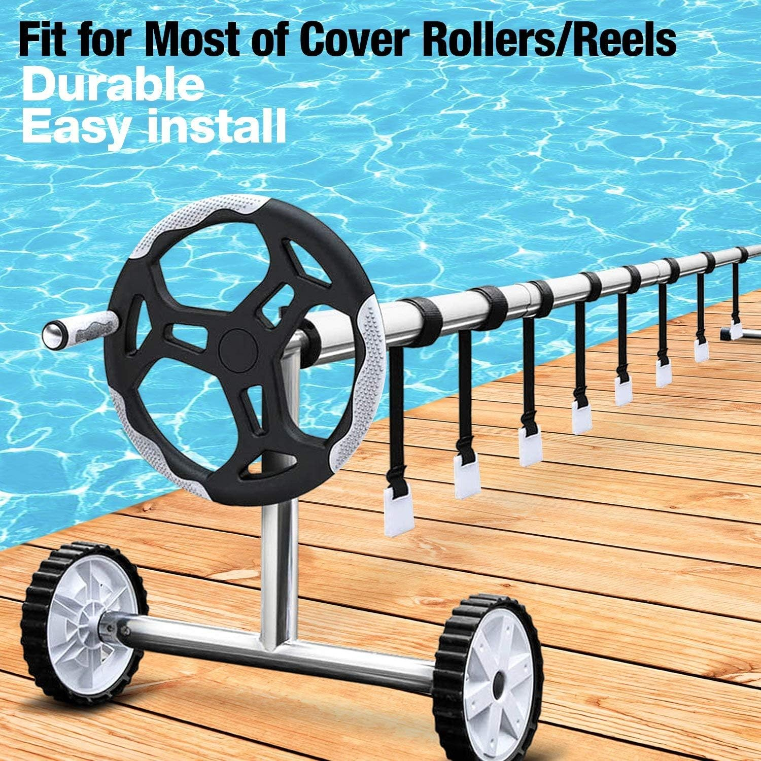 Solar Cover Reel Straps Kit, Universal Attachment for In-Ground Pool Solar Blankets, Includes 8 Nylon Straps, Buckles & Hardware image number 2