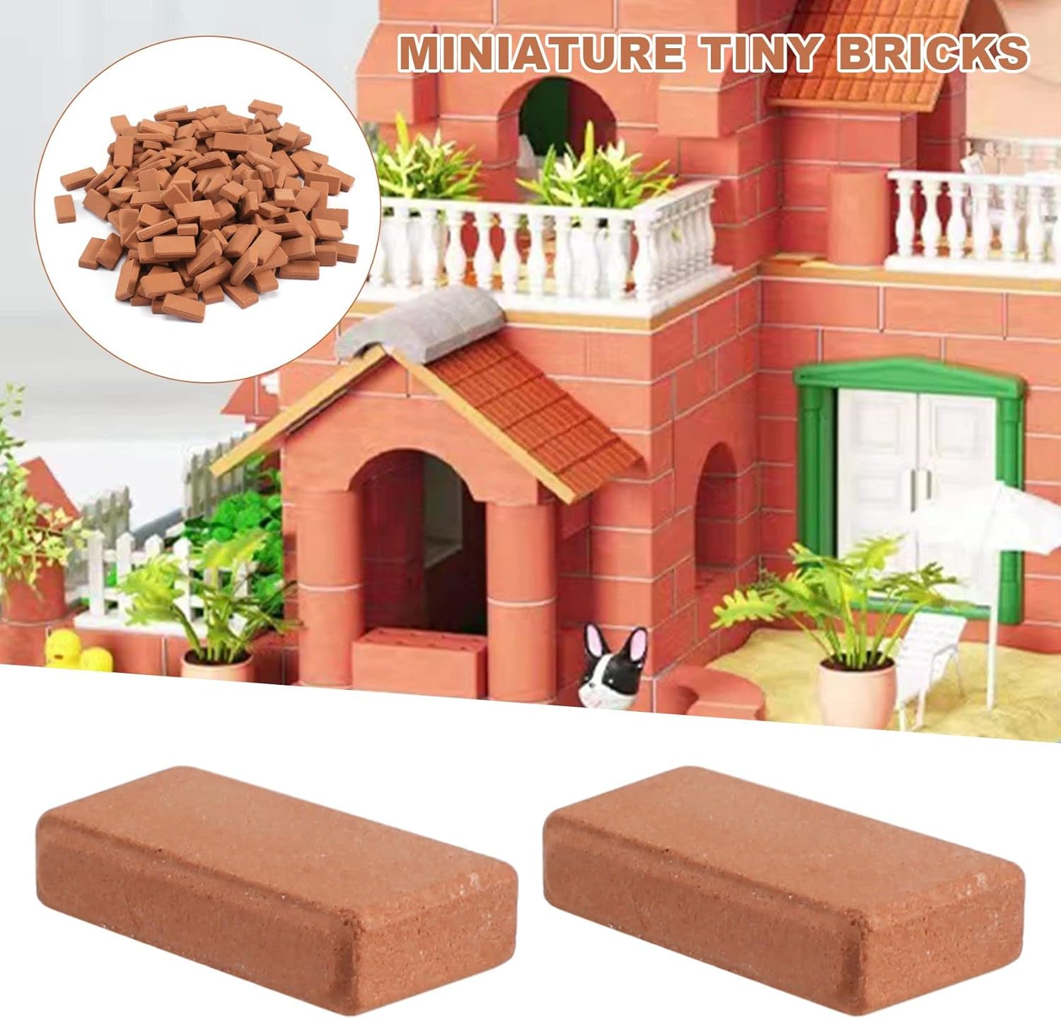 Ceahoify 200 Pieces Mini Bricks for Landscaping Miniature Bricks Brick Wall Small Bricks for Garden Parts,1/35 Scale image number 3