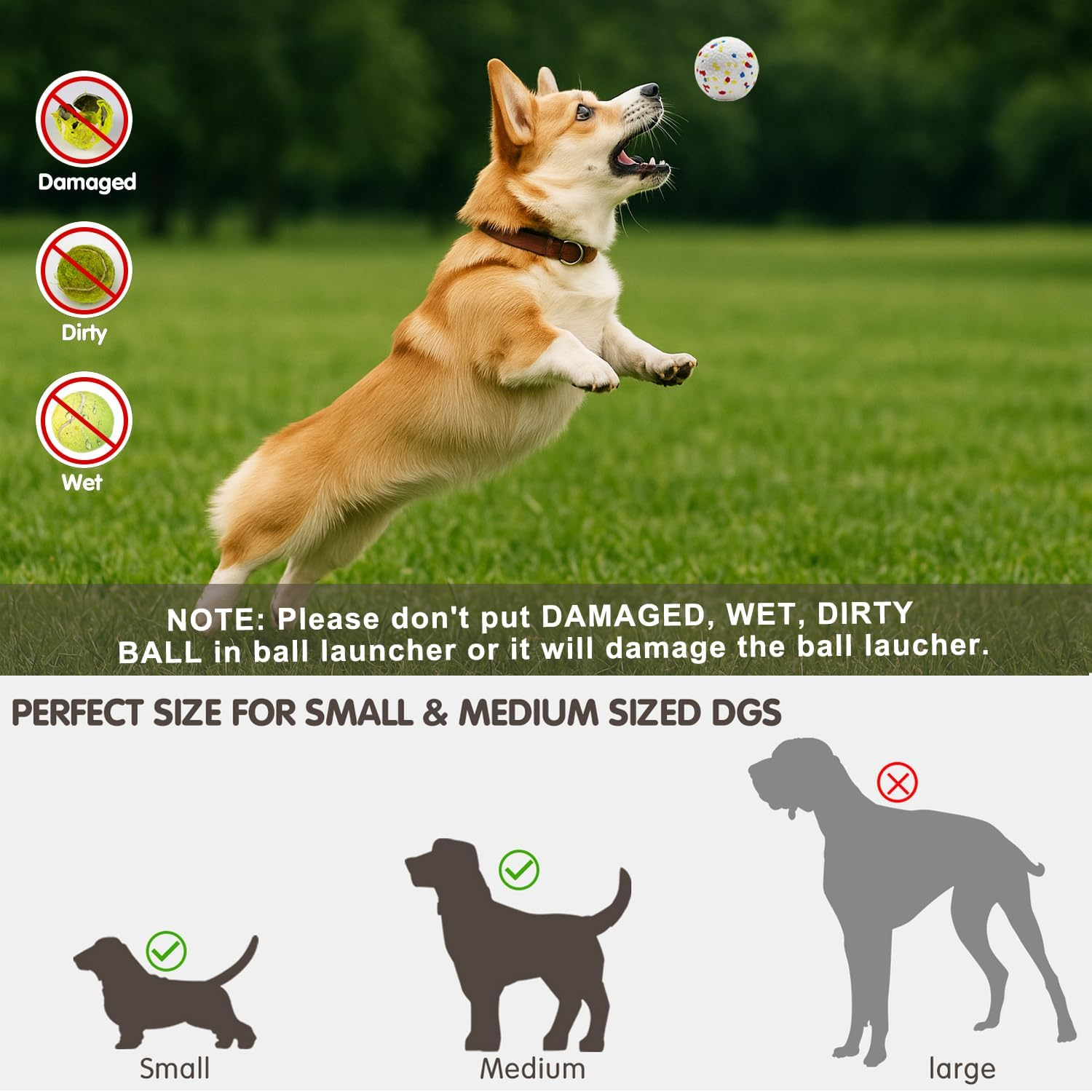 Automatic Dog Ball Launcher with 6 Tennis Balls, Dog Ball Thrower for Small & Medium Dogs, 3 Adjustable Distance 19-45FT, Interactive Dog Toy Ball Throwing Machine for Indoor/Outdoor