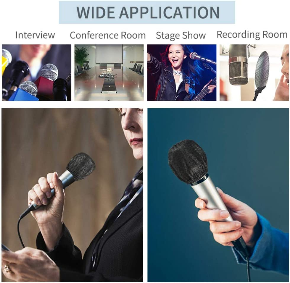 200 Pcs Disposable Microphone Cover Non-Woven Handheld Microphone Windscreen Protective Cap for Recording Room, KTV and Any Shared Environment (Black) image number 4