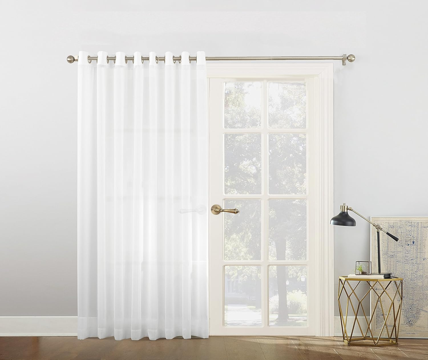 No. 918 Emily Sheer Voile Grommet Sliding Patio Door Curtain Panel, 100" X 84", White image number 4