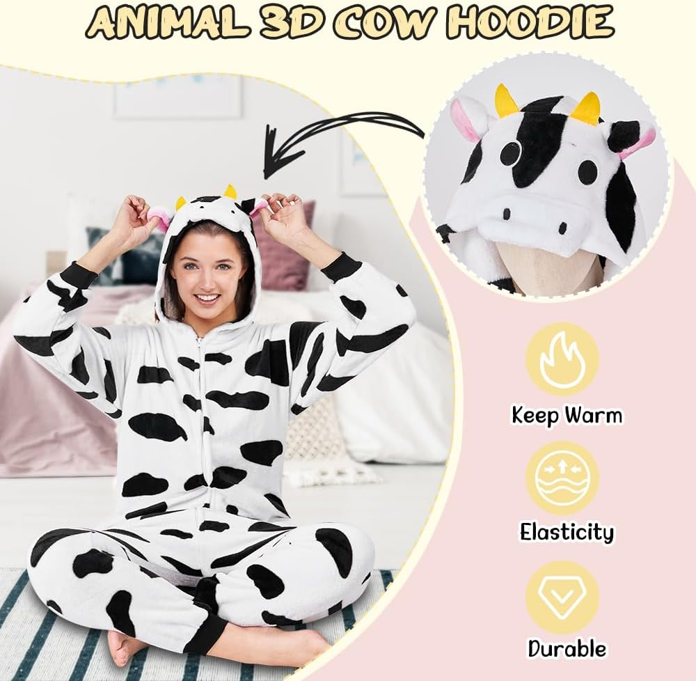 Autowt Animal Onesie Costume, Halloween Cosplay Jumpsuit Homewear for Women Men Adult, Unisex Plush One-Piece Sleepwear Pajamas Kigirumi for Party Carnival Christmas image number 4