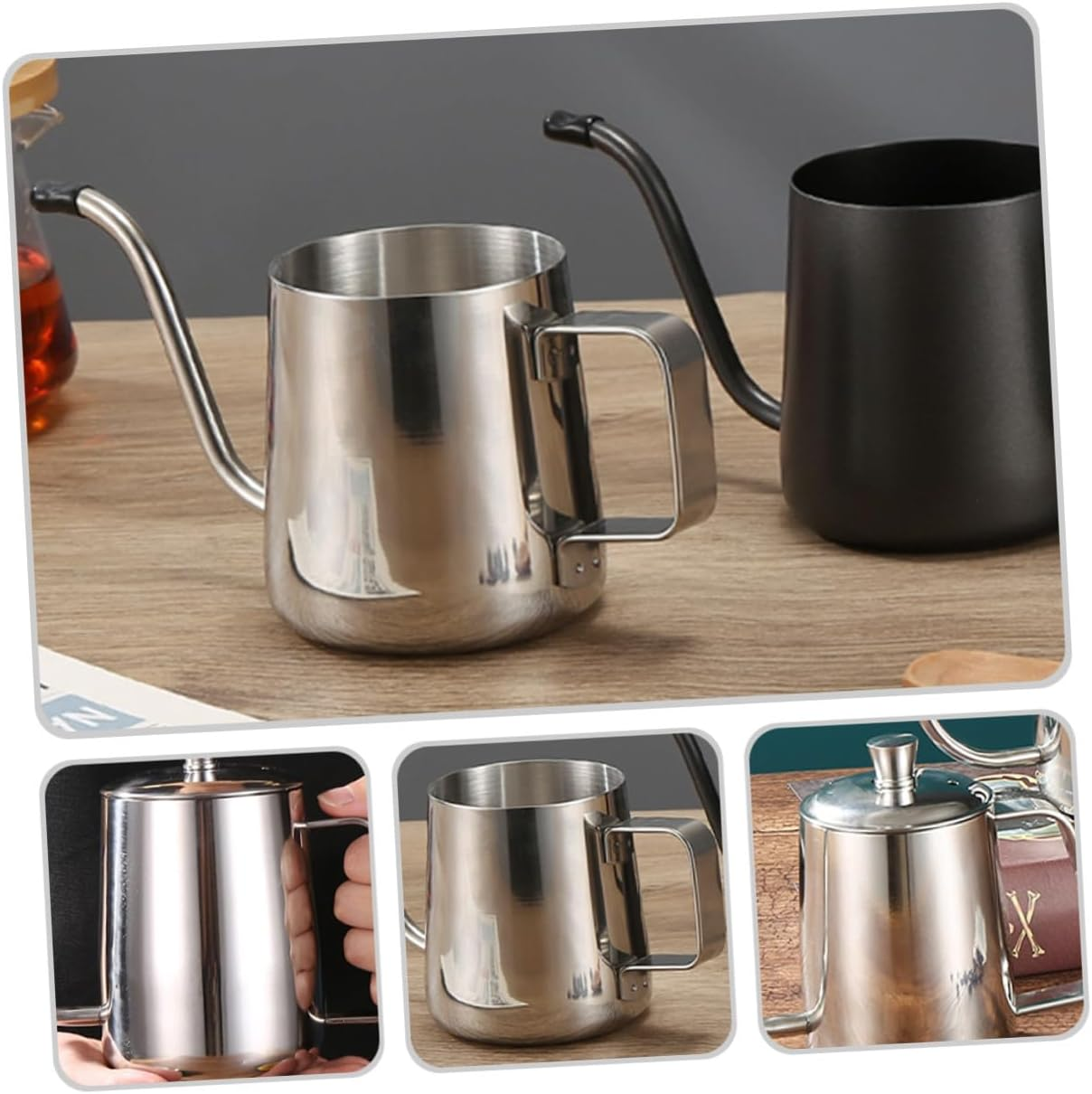 PERSELOSO Stainless Steel Gooseneck Kettle for Coffee Tea Brewing Induction Compatible Long Spout for Precise Pour Control Elegant Office Home Use Heat Resistant Base Easy to Hold Design image number 2