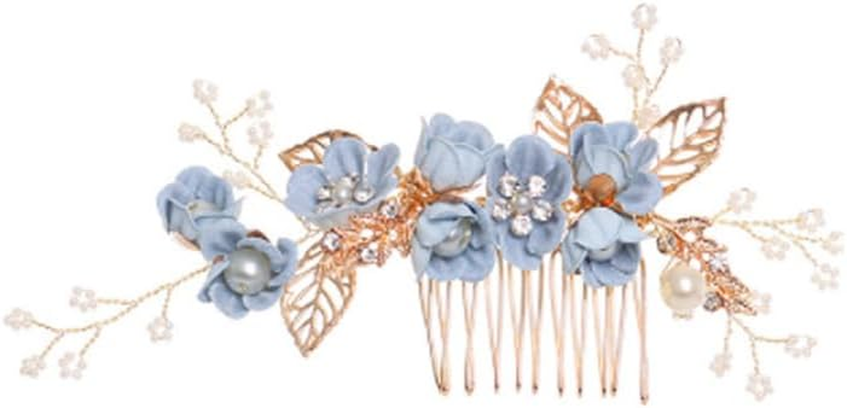 Hemobllo Side Hair Clips with Flowers for the Bride: Alloy Headpiece with Rhinestones and Flowers for Wedding Brides Hair Comb Wedding Prom Birthday Party image number 1