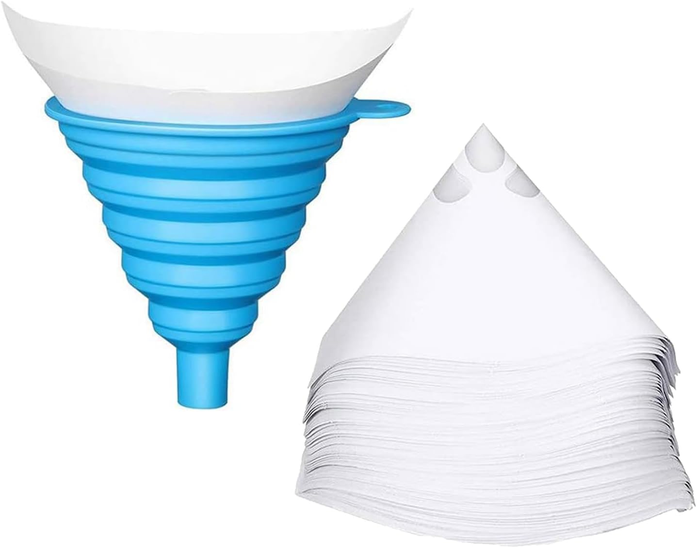Xinghonyac 100 Pcs Disposable Paint Filters with 1 Pcs Silicone Funnel, Paint Paper Strainers with Fine Nylon Mesh, Suitable for Cars, Spray Guns, Arts and Crafts image number 3