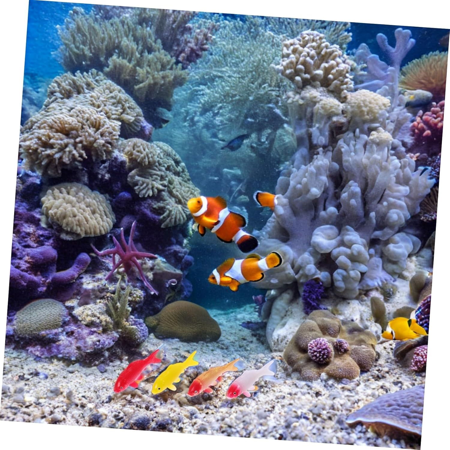 VICASKY 4Pcs Simulated Ornamental Fish Fake Pet Fish Floating Koi Statue for Aquarium Decoration Small Tank image number 5