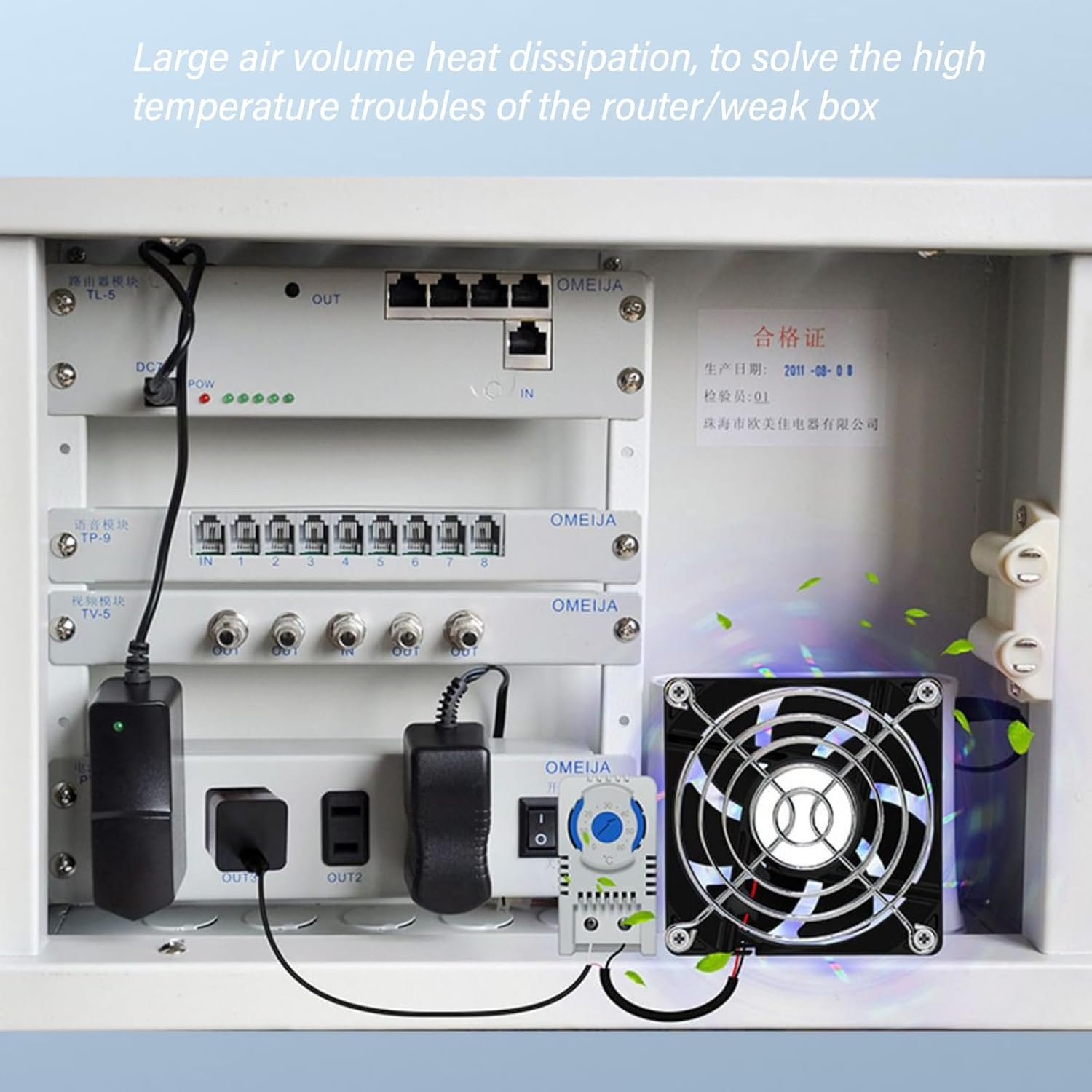 USB Cabinet 80Mm Fan Quiet Cooling Fan Systems with 0-60℃ Temperature Control for Home Theater Cabinets Computer
