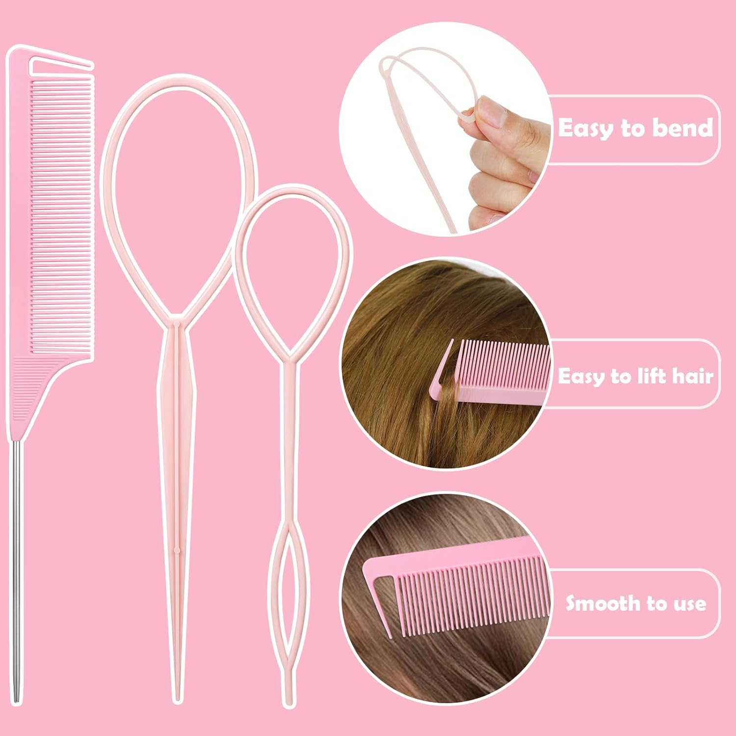 Hair Accessories Set - 1543 Pcs Elastic Bands in 20 Colors, Baby Ties, Tail Tools, Rat Tail Comb, Butterfly Clips with Organizer Box for Girls - Neutral Multicolor image number 6