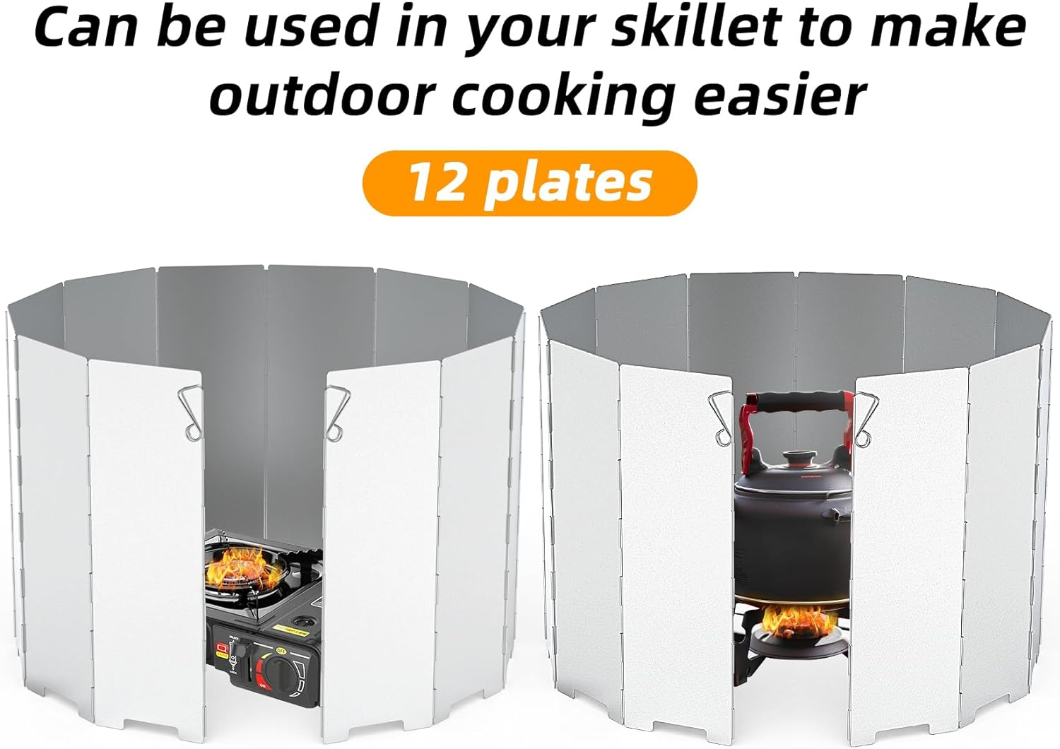 Camping Stove Windscreen 12 Plates Ultralight Folding Camp Stove Windscreen Portable Camping Stove Windshield for Use with Alcohol Stoves and Other Backpacking Stoves Butane Stoves image number 3