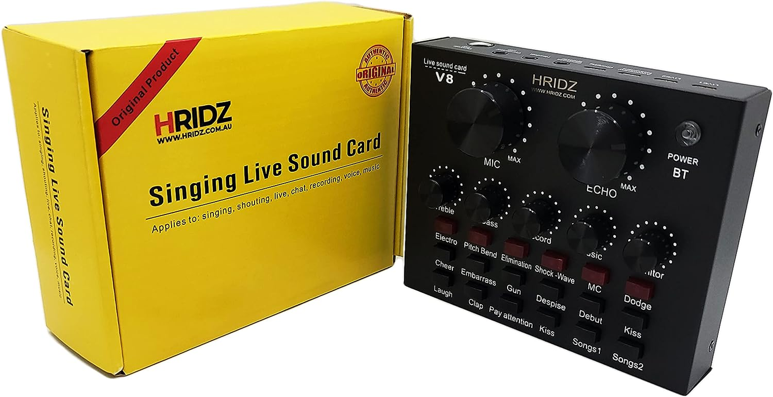 V8 Sound Card Bluetooth Sound Mixer Board for Live Streaming with Effects