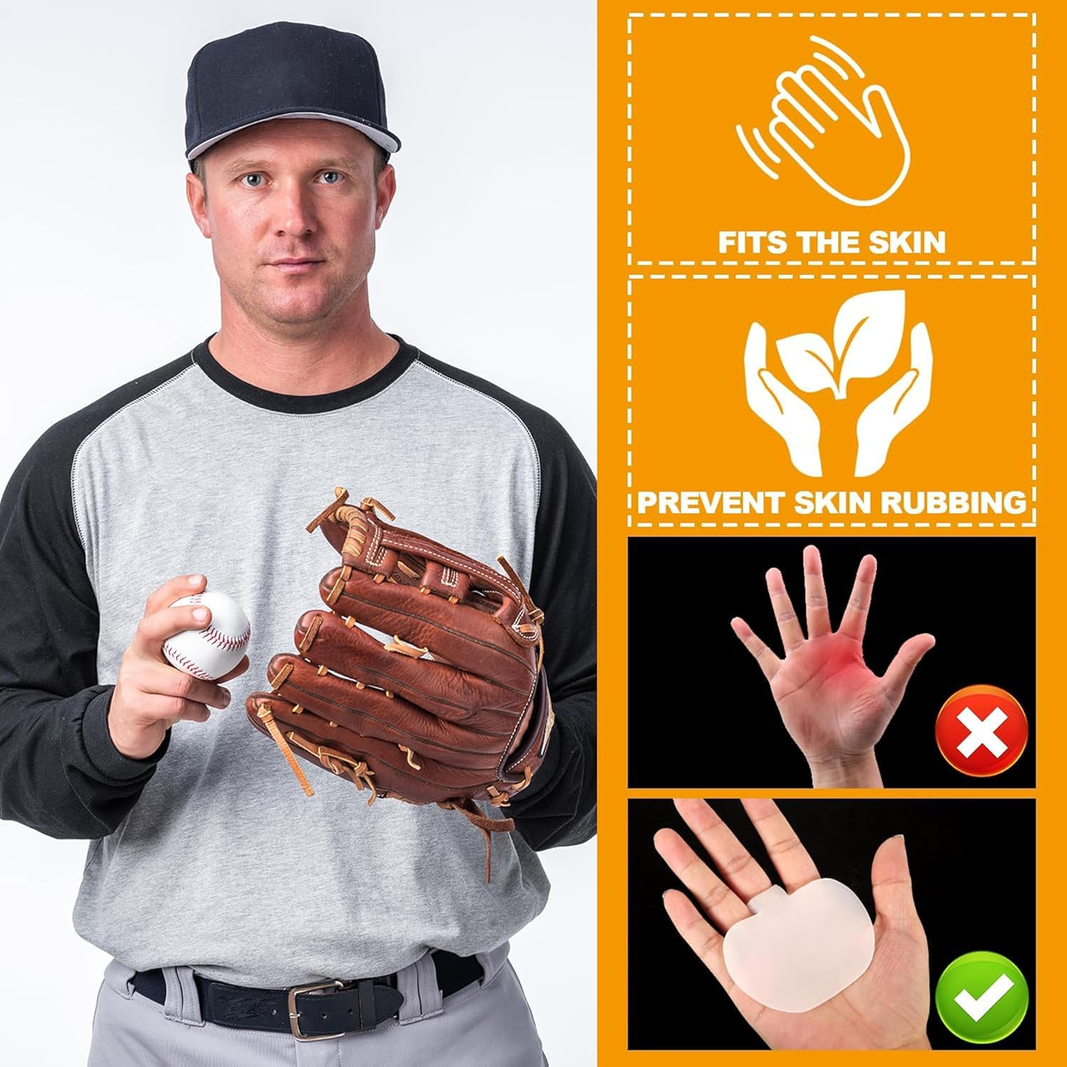 4 PCS Professional Baseball Hand Guard Pads,Palm Pads & Thumb Guards for Catchers,Shock Stop Pads for Baseball & Softball Players - Durable Protection & Comfort for Enhanced Performance image number 2