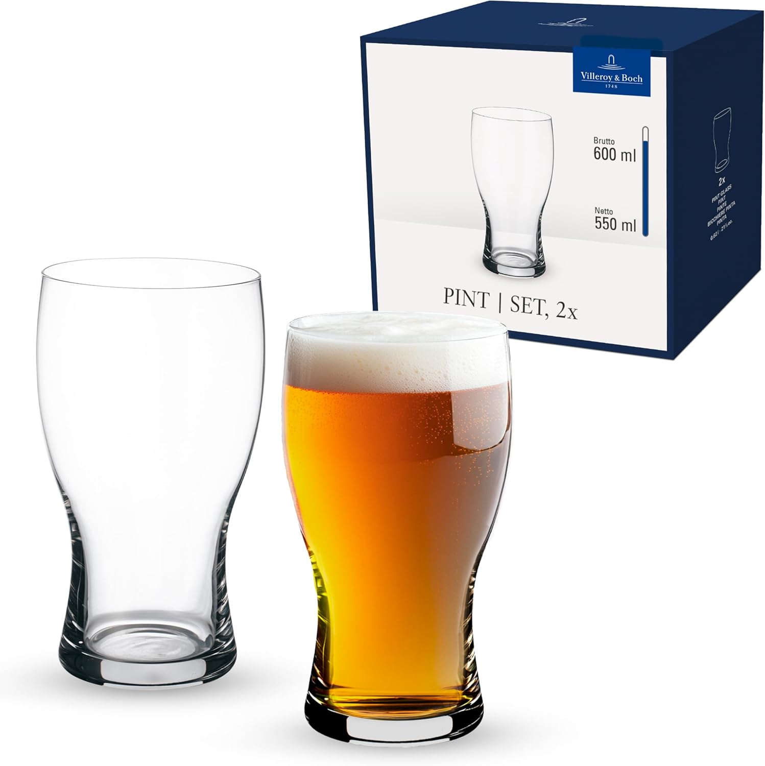 Villeroy & Boch 11-3785-8165 Bar Purismo Beer Pint, Set of 2, 650 Ml, Crystal Glass, Clear image number 4