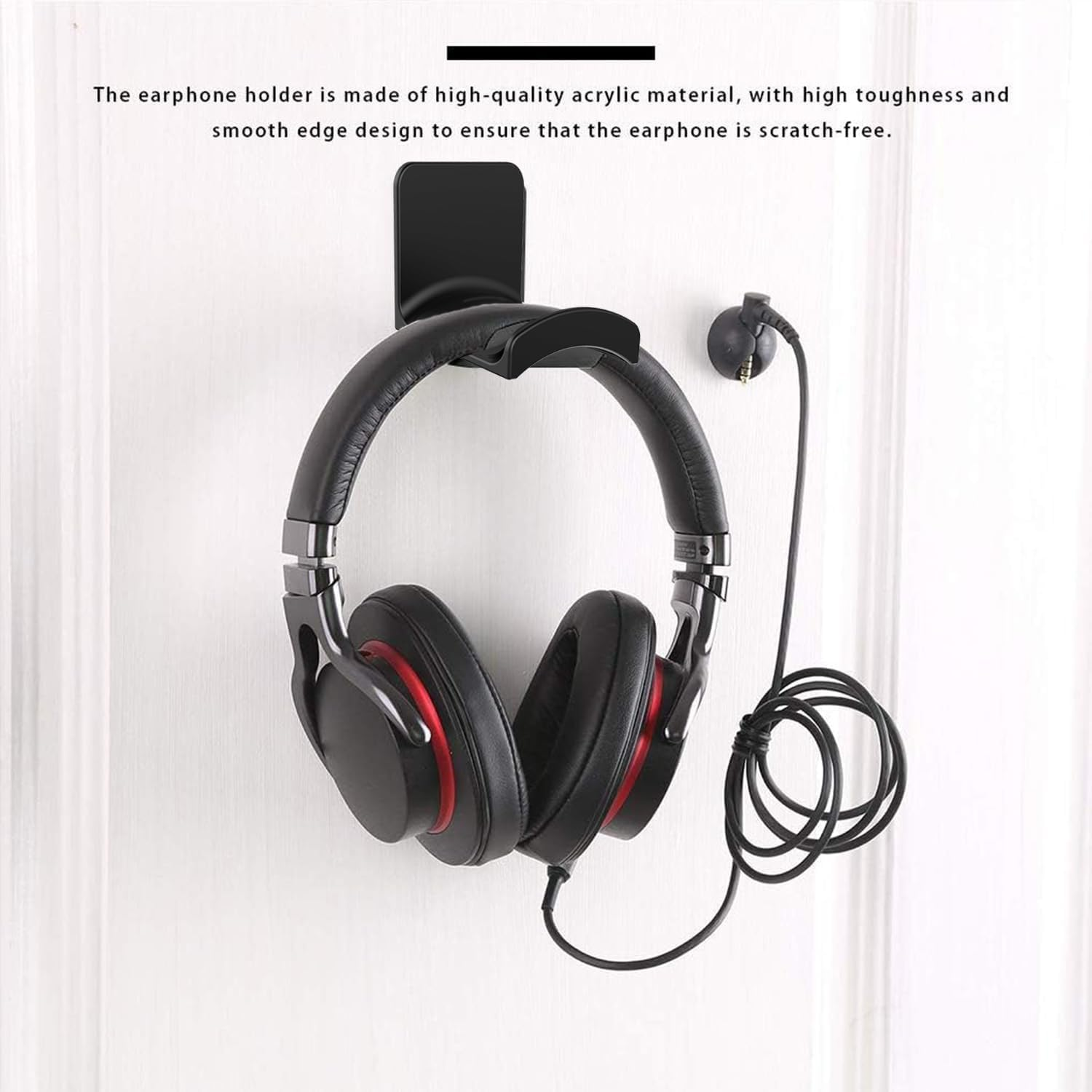 Gaming Earphone Hanger Wall Mount, 2Pack Universal Stick on Adhesive Gaming Earphones Hanger,Universal Desk Wall Mount Adhesive Hanger for Gaming Earphones, Black image number 1