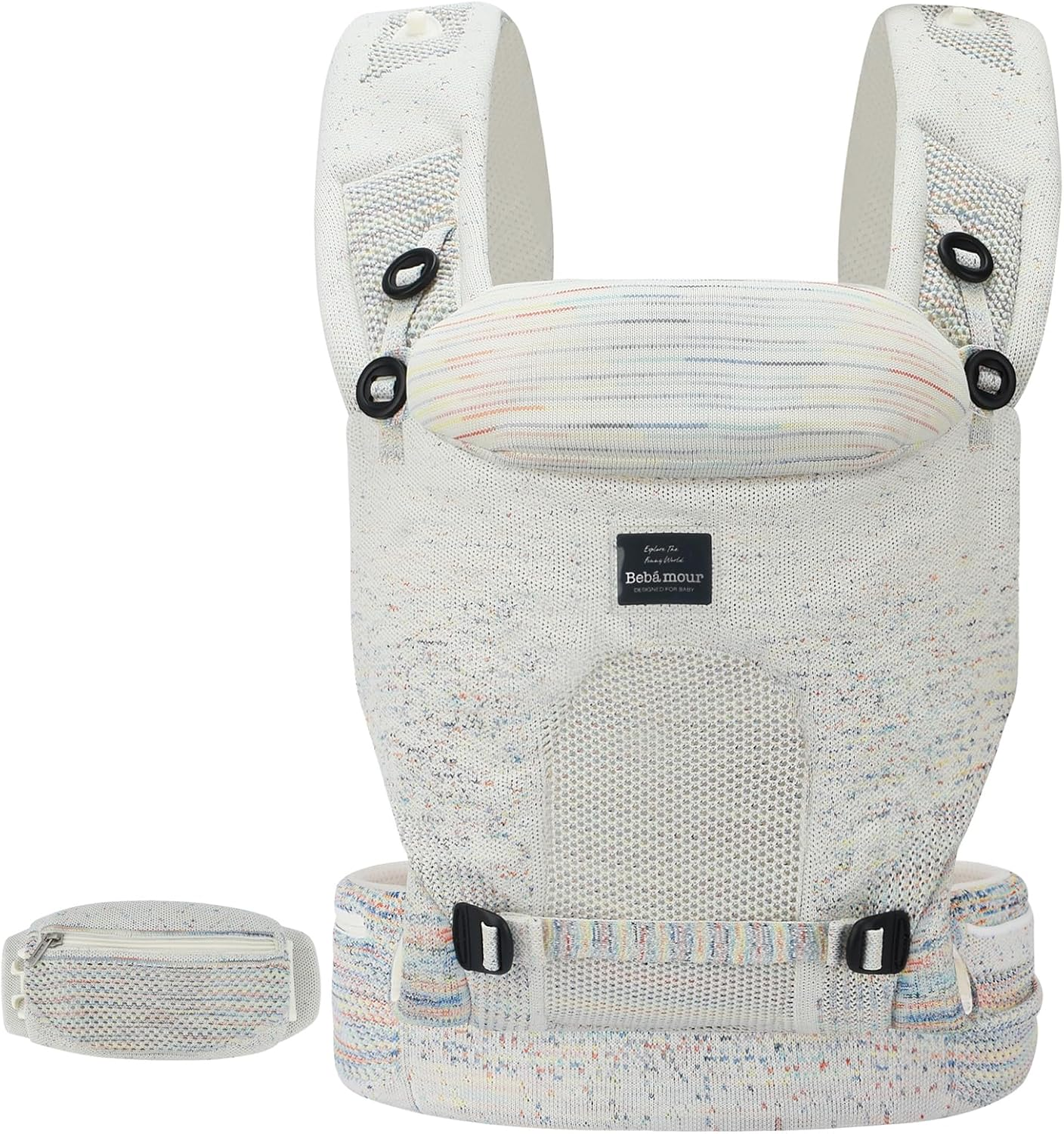 Bebamour Knit Baby Carrier Lightweight Baby Wrap Carrier 3-In-1 Baby Carrier Front and Back Carry (Grey)