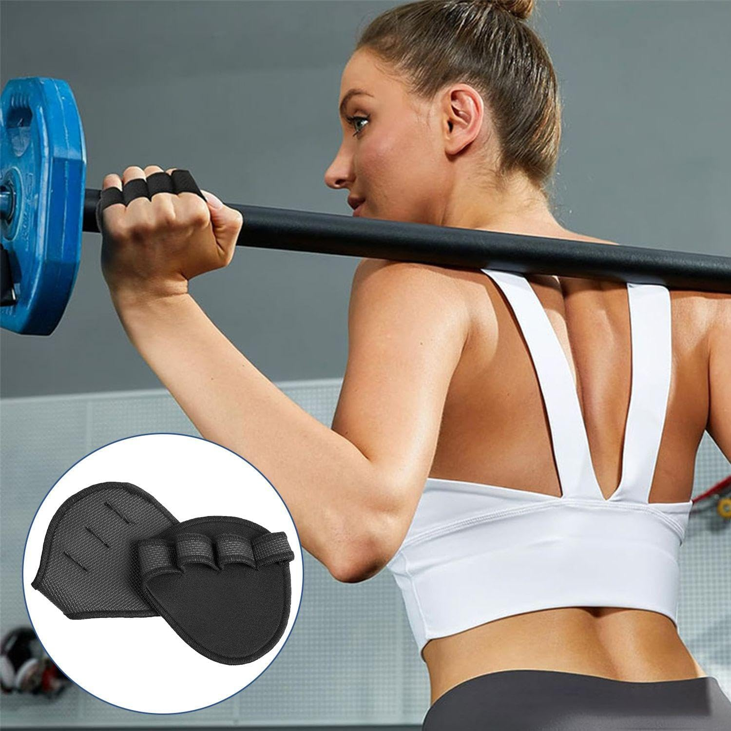 JDNFKG 6 Pieces Rubber Exercise Pads, 1 Piece Weightlifting Palm Pads, Non-Slip Training Protective Equipment, Wear Resistant Palm Protector Cover, Fitness Protective Gear image number 1