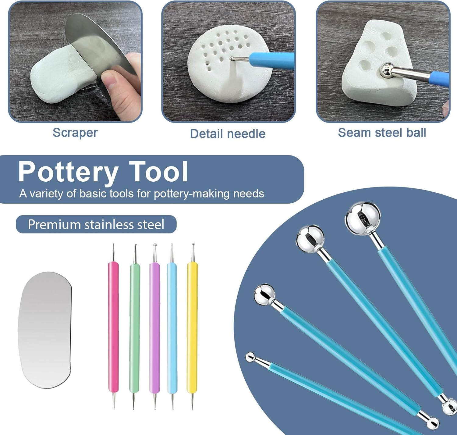 1DFAUL Clay Glaze with Air Dry Clay Tools Kit, 29PCS Clay Sculpting Tools, Polymer Clay Kit and Clay Varnish, Pottery Tool Kit for Sculpting, Modeling, Shaping, Matte, Scratch Resistant (Matte)