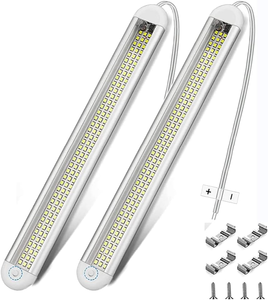 12V/24V LED Interior Light Bar, 120 Leds 1200LM 8W DC 12V Led Light Bar, LED Strip Lights with On/Off Switch for Enclosed Trailer Truck RV Car Lorry Camper Boat Caravan Motorhome Home Cabinet（2Pack） image number 5