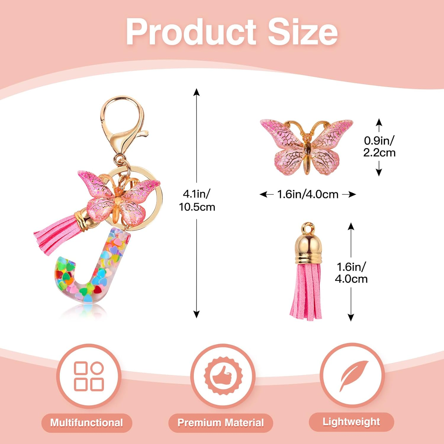 Personalized Makeup Bag with Initial Keychain, Custom Travel Initial Makeup Bag, Birthday Gifts for Women Girl Bridesmaid Teens Teacher, Monogram Small Cosmetic Preppy Toiletry Pouch, J, - C image number 2