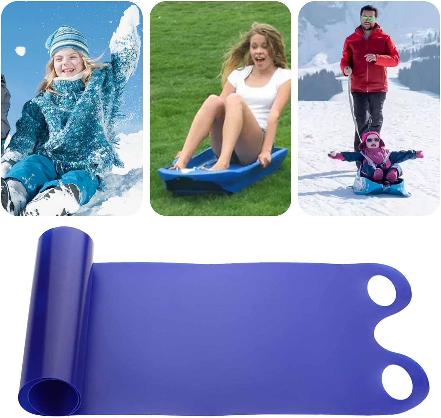 Sand Sled - Roll-Up Snow Sled Flying Carpet,Outdoor Snow Slider Mat with Handles, Snowboard Sled for Snow Grass and Sand Boarding