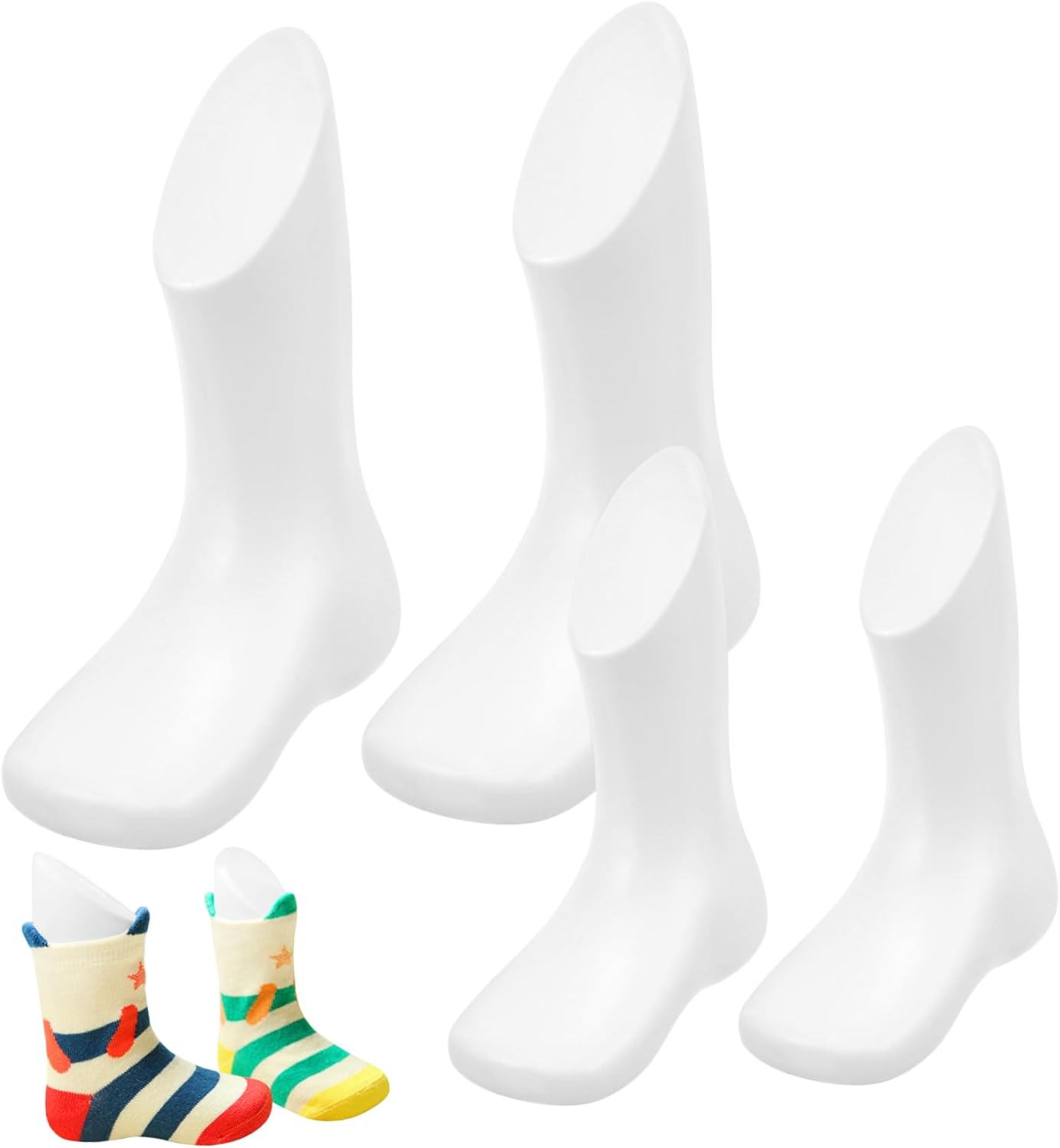 Alipis 4Pcs Reusable Baby Foot Mannequin Models Plastic Small Foot Display for Toddler Shoes Lightweight Store Accessory Neutral Colour Easy to Clean image number 5
