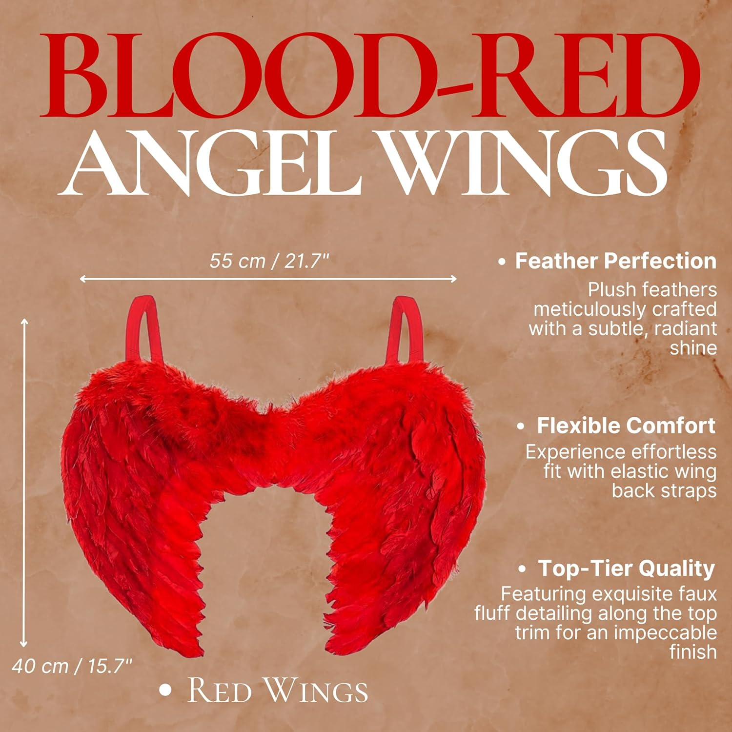 Red Angel Wings and Sequin Devil Horns - Red Feather Wings and Horns Headband - Halloween or Carnival Party Costume, Children or Adults Fancy Dress Outfit