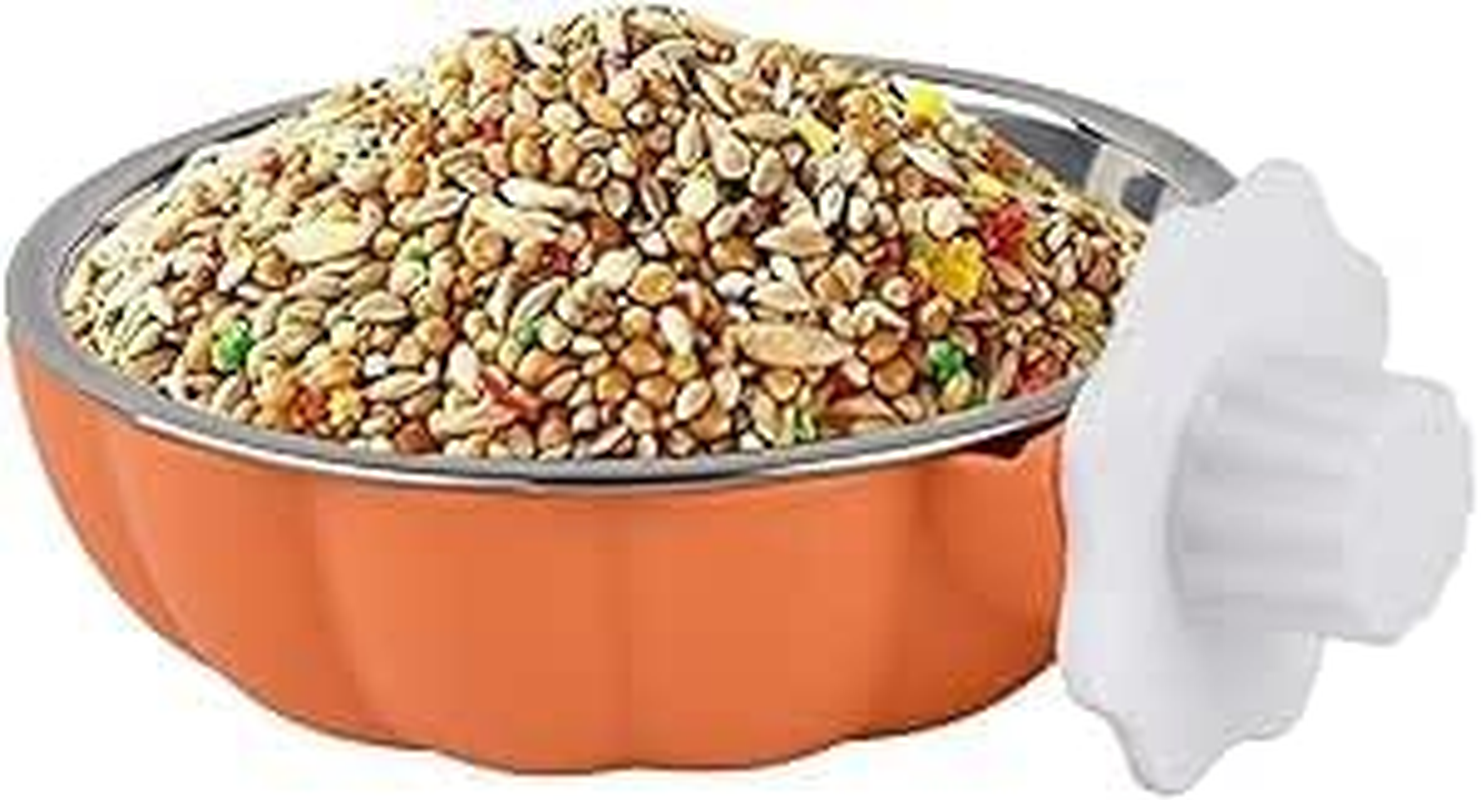 Limcryspp Stainless Steel Anti-Spillage Bird Food Bowl, Hanging Parrot Food Basin, Suitable for Indoor and Outdoor Cage Keeping of Black Phoenix, Peony and Tiger Parrots to Prevent Overturning (Big) image number 1