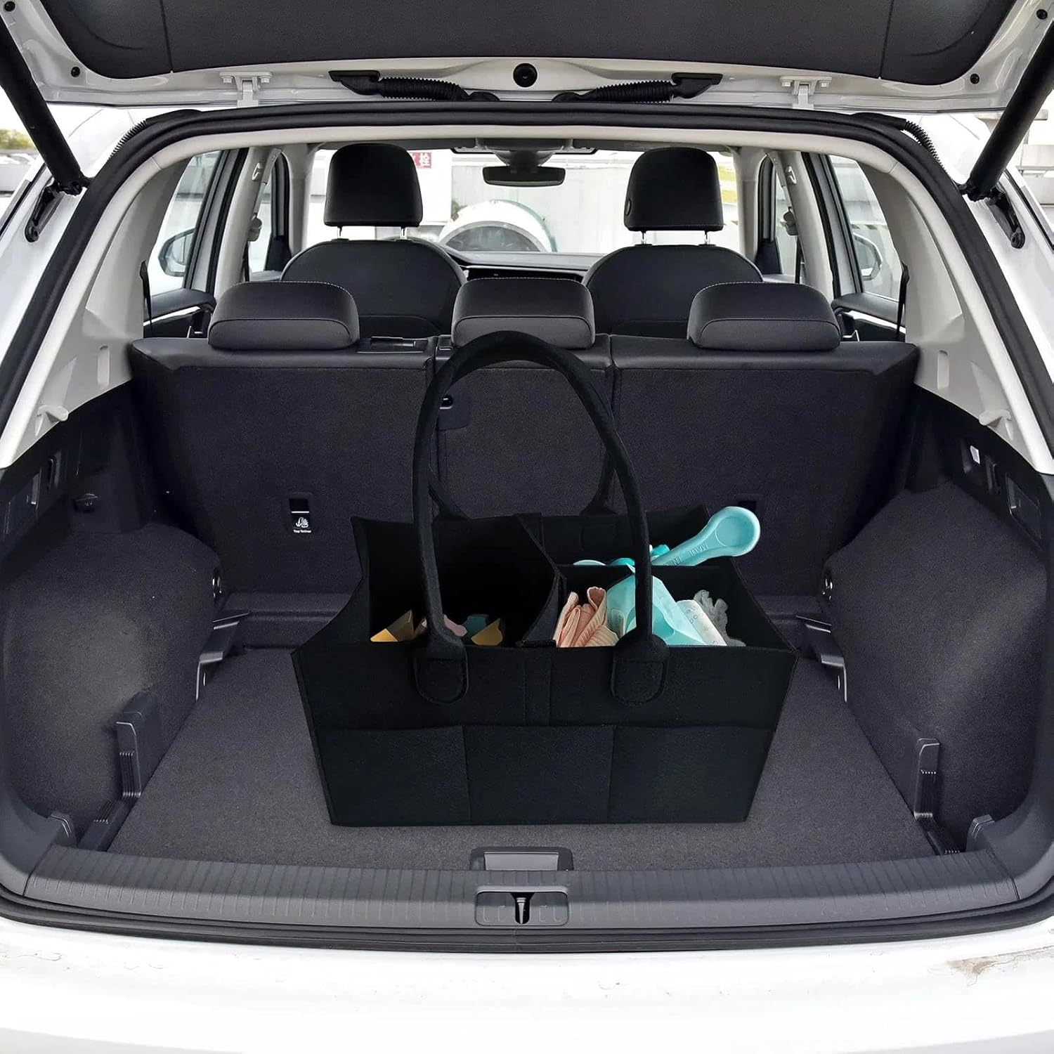 Baby Diaper Caddy Organizer: Portable Holder Bag for Changing Table and Car, Nursery Essentials Storage Bins Gifts for Baby Shower, Newborn Registry -Large（Black） image number 2