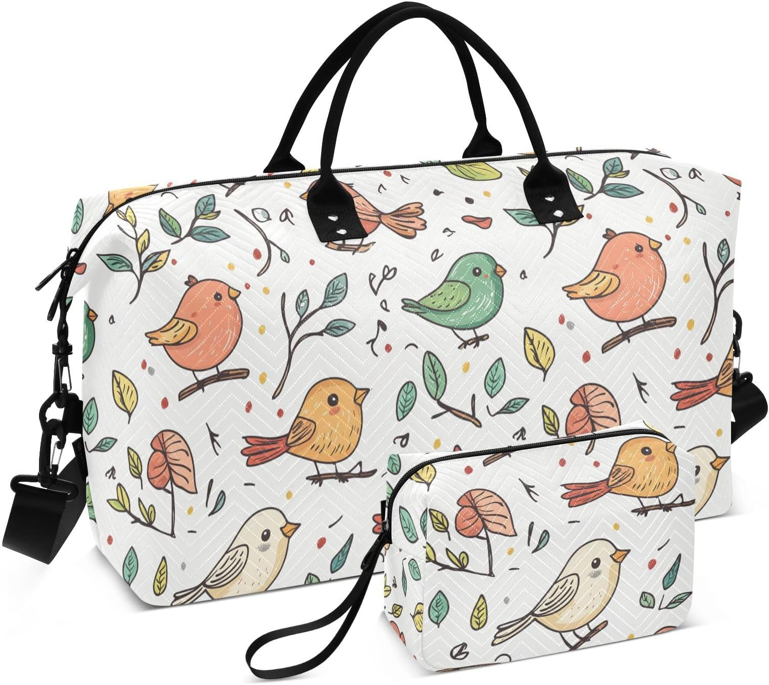 Travel Tote Bag Cartoon Childish Cute Birds Travel Weekender Gear Bag with Toiletry Bag for Gym 2 Pcs Set Bolsas Para Viajar En Avion De Mujer image number 5