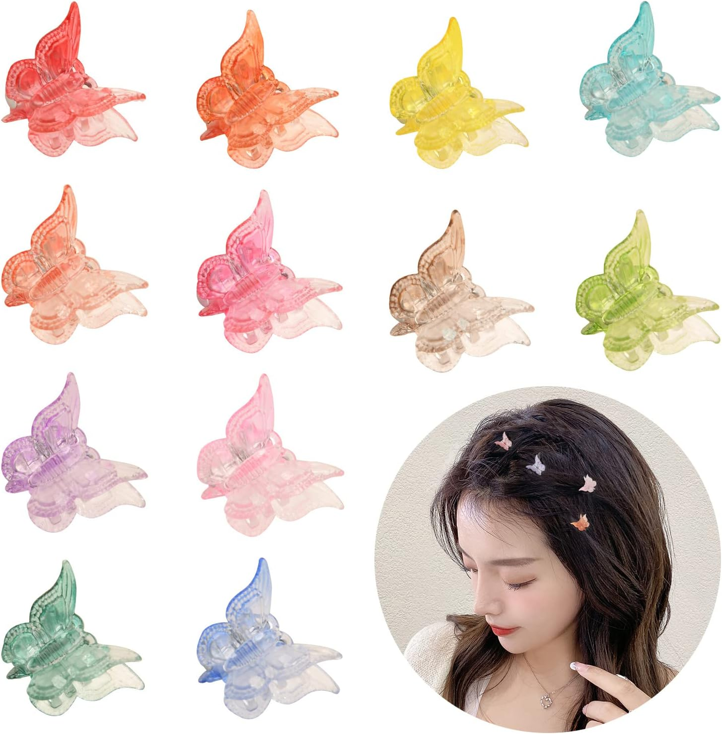 50 Pieces Butterfly Hair Clips, Mini Hair Clips, Small Hair Claw Clips, Pastel Hair Clips, Cute Mini Hair Accessories Clips for Women and Girls (Set7#) image number 2