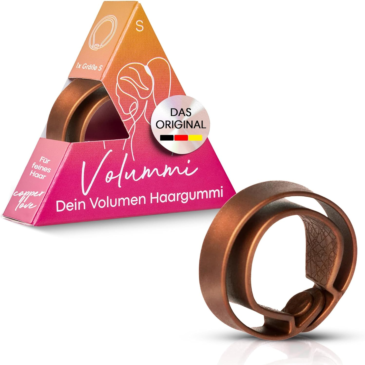 Volummi Hair Scrunchie, Innovative Ponytail Scrunchie for Visibly More Volume in the Ponytail, Strong Hold & Gentle on Hair, the Original Made in Germany [Copper Love S for Thin Hair] image number 6