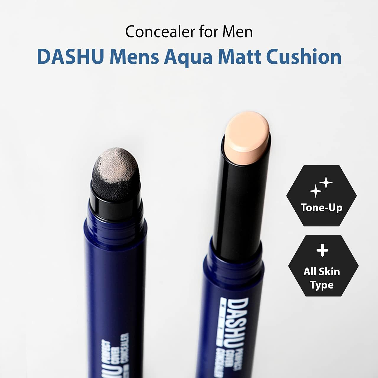 DASHU Perfect Cover Concealer Full Coverage Contour Stick Makeup W/All Day Hydration | 2-In-1 Easy Precision Eye Concealer Stick & Cushion Blender | Eye Shadow Primer Foundation Stick Cover up Makeup