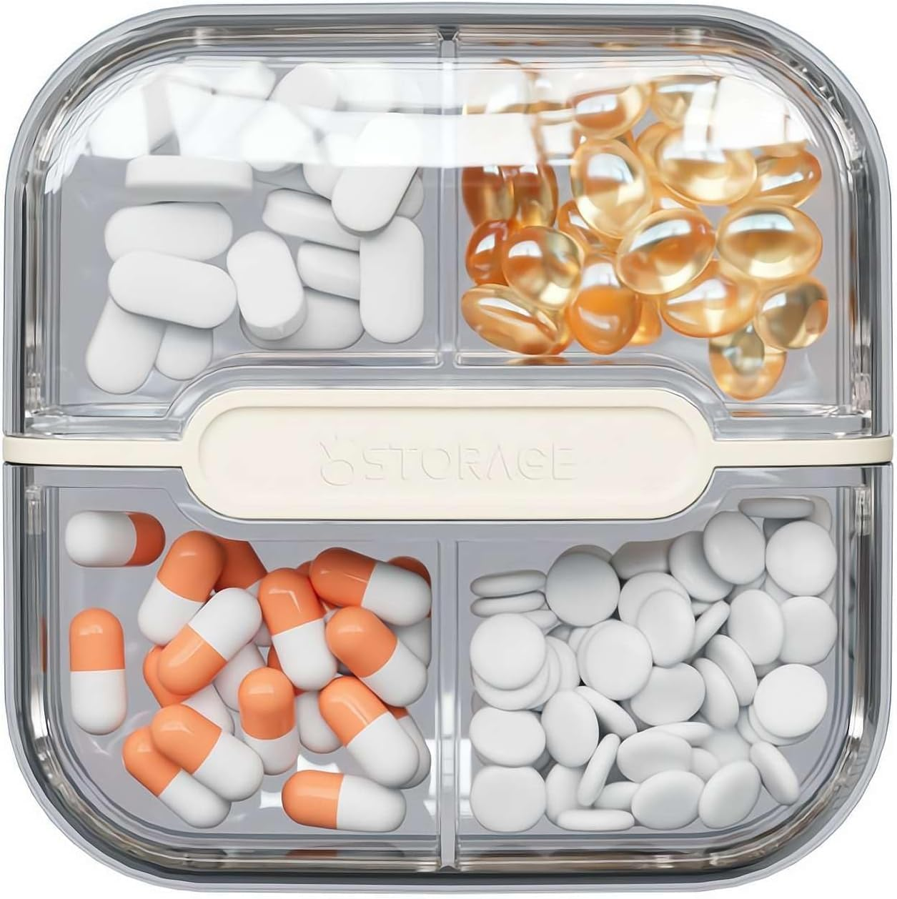 Portable Weekly Pill Organize Compact Travel Medicine Dispenser with Compartments for Daily Medication Managemen (Clear, 4)