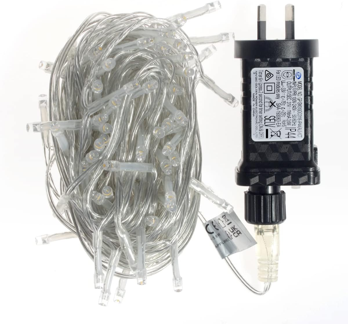 T Tersely 20M/200LED AU Plug String Fairy Lights, SAA Approved 31V Low Voltage 8 Lighting Modes, Timer Function, Indoor Outdoor Warm White Lamp for Christmas Tree Party Wedding Garden image number 2