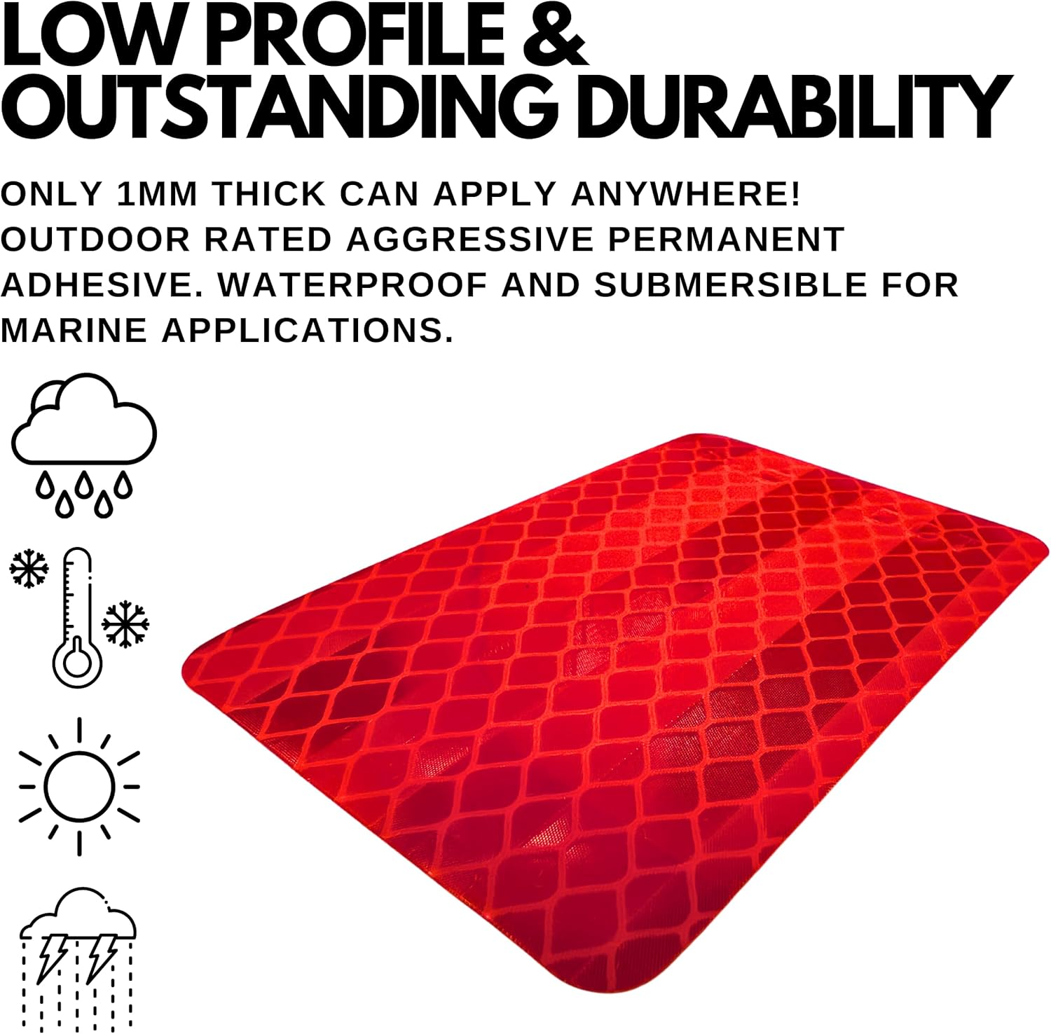 Amber/Red 2X3 Rectangle High Visibility Reflective Stick-On Prism Reflector | DOT-SAE | Strong Adhesive/Weatherproof | Trailer Camper RV Flatbed Fender Property Boat Marine (Red, Qty 4) image number 3