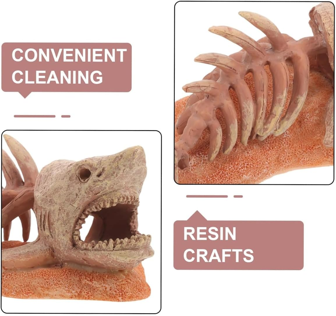 AIMALL Simulation Dinosaur Skull Resin Ornament for Aquarium Fish Tank 3D Rockery Escape Cave Aquatic Landscape Decor Beige Fossil Skull 6.68X3.14X3.14In image number 6