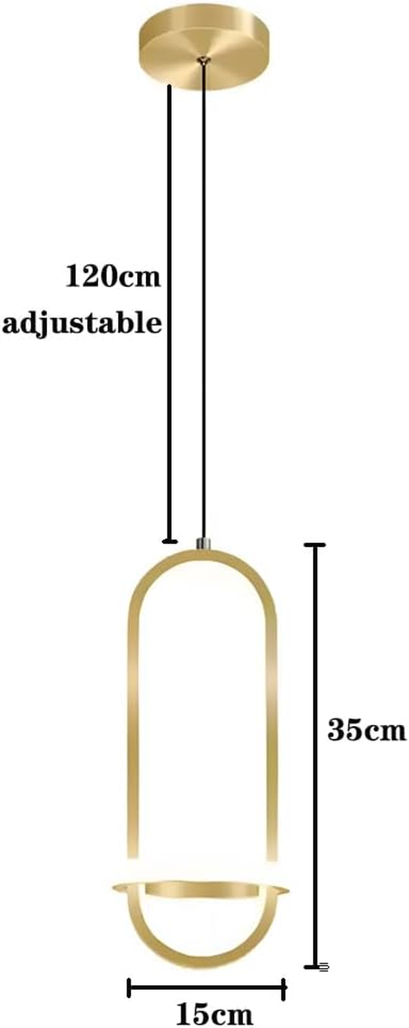 Modern Minimalist LED Pendant Light Chandelier Led 21W Hanging Linear Tube Light Gold Bedside Lamps for Bedroom Restaurant Living Room Kitchen Island Hanging Ceiling Lamp (Gold)