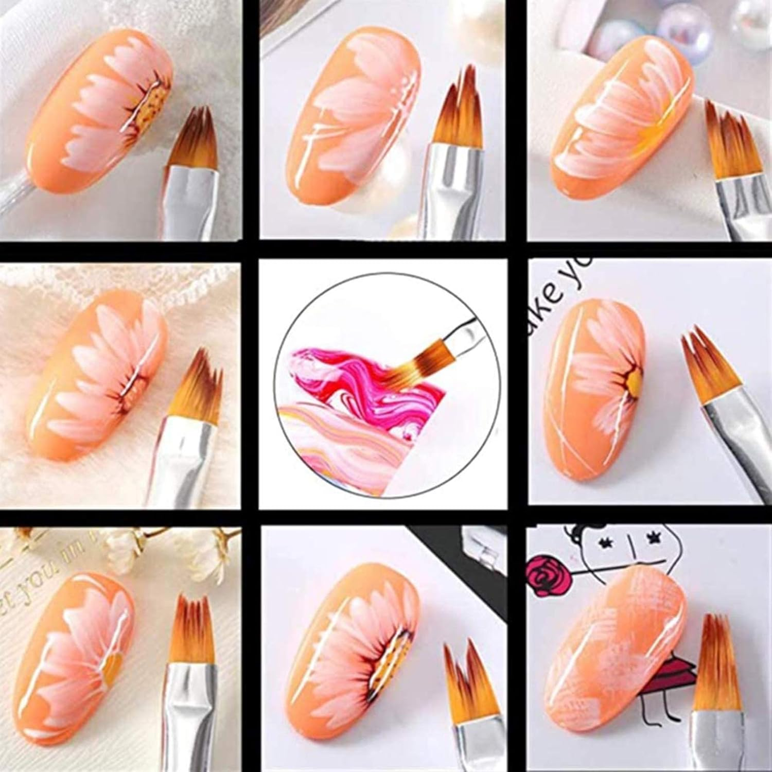 8Pack Nail Art Brushes Pen Nails Arts Tip Builder Liner Polish Pens Painting Design image number 2