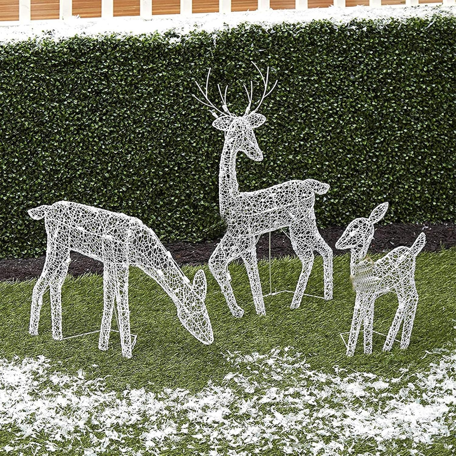 Christmas Reindeer Decoration - Festive Weatherproof Lighted Deer,Christmas Yard Standing Fawn Decoration with White Lights, Elk Ornament