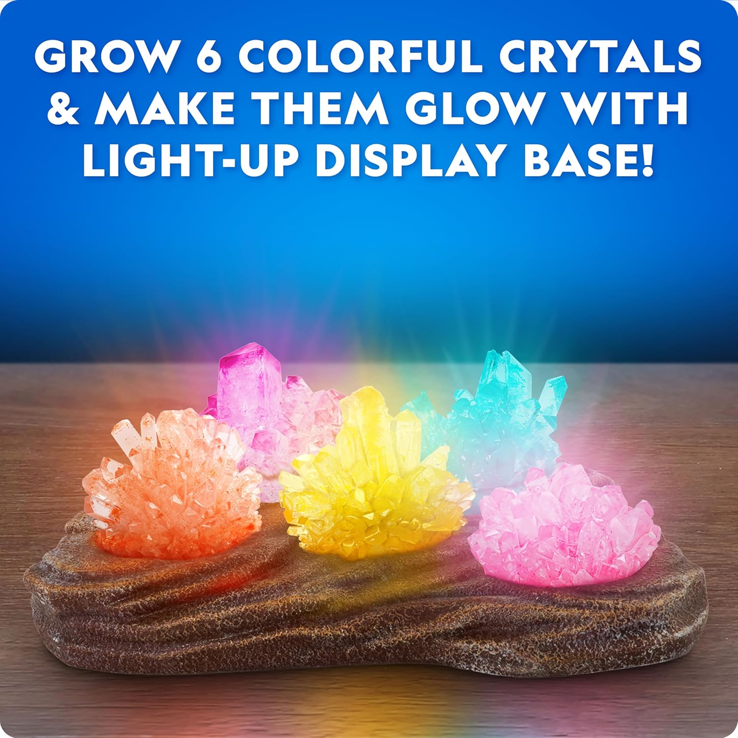 National Geographic Mega Crystal Growing Kit for Kids- Grow 6 Crystals with Light-Up Stand, Science Gifts for Kids 8-12, Crystal Making Experiment, Science Kit for Girls and Boys image number 2