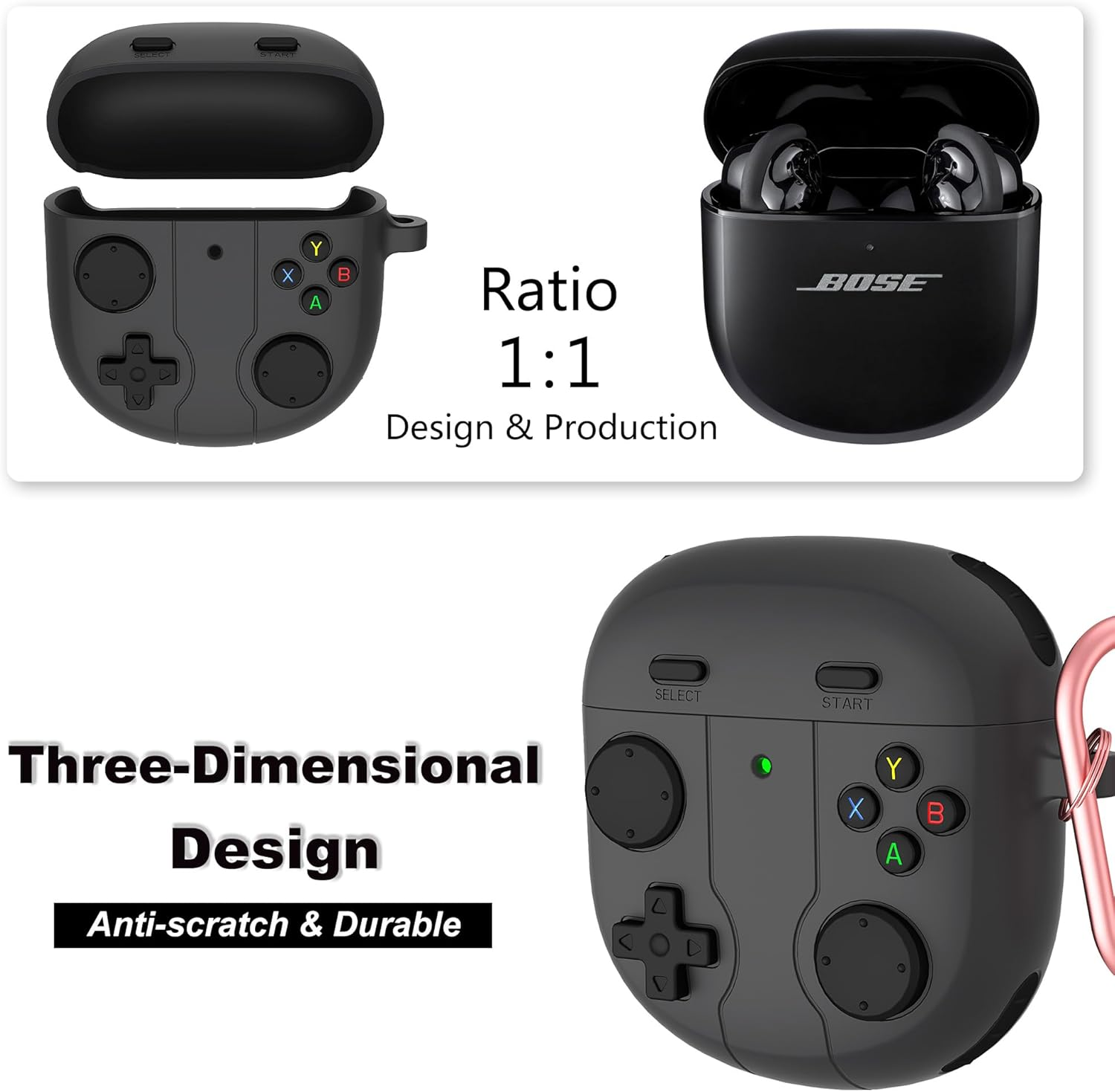 BEWZI Protective Case for Bose Quietcomfort Ultra/Quietcomfort Earbuds 2 Case Creativity 3D, Ultra Comfortable Soft Protective Cover for Quietcomfort Ultra Case (Deep Gray)