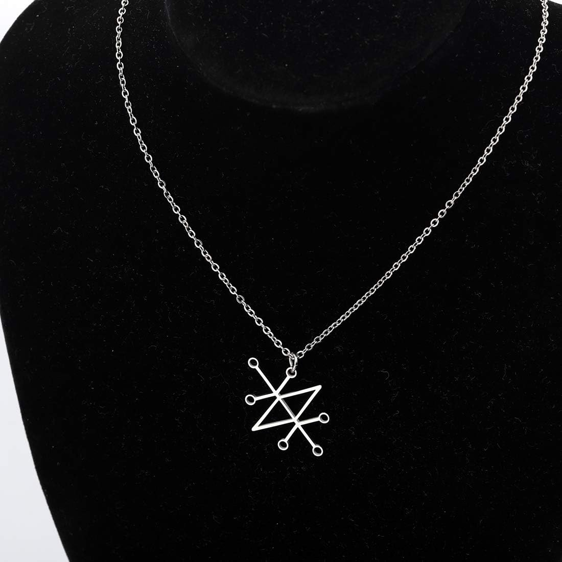 CENWA Sceal Sigil of Azazel Sigil of Demons Necklace Satan Necklace Lesser Key Demon Seal Pendant Goetia Necklace Lemegeton Jewelry Seal Lucifer image number 1