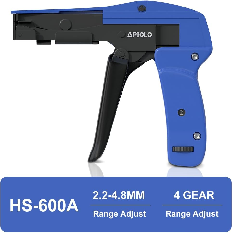 APIOLO Cable Tie Gun, Ergonomic Hand Operated Fastening Zip Tie Gun, Adjustable Tension, Blue, 6.29 Inches Length Fastening Cable Tie Tool - Yellow Black image number 3