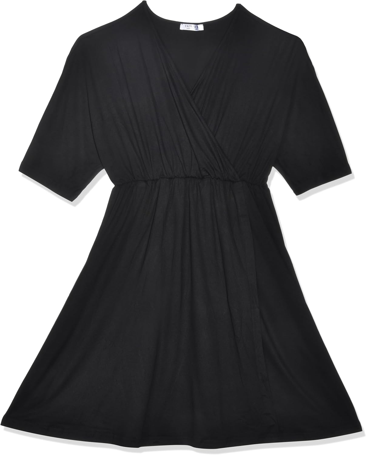 Ekouaer Women Maternity Nursing O-Neck Short Sleeve Blend Tie Front Pregnant Sleepwear Dress S-XXL