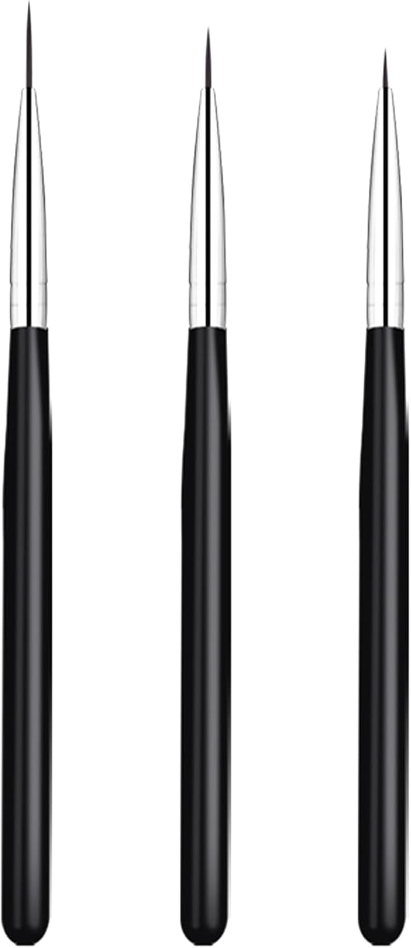 LZGOPE 3Pcs Nail Art Liner Brushes,Professional Art Nail Painting Pen，Nail Liner Striping Brush,Uv Glue Painting Scribing Brush, DIY Nail Art Tools, Fine Nail Art Set (Black) image number 2