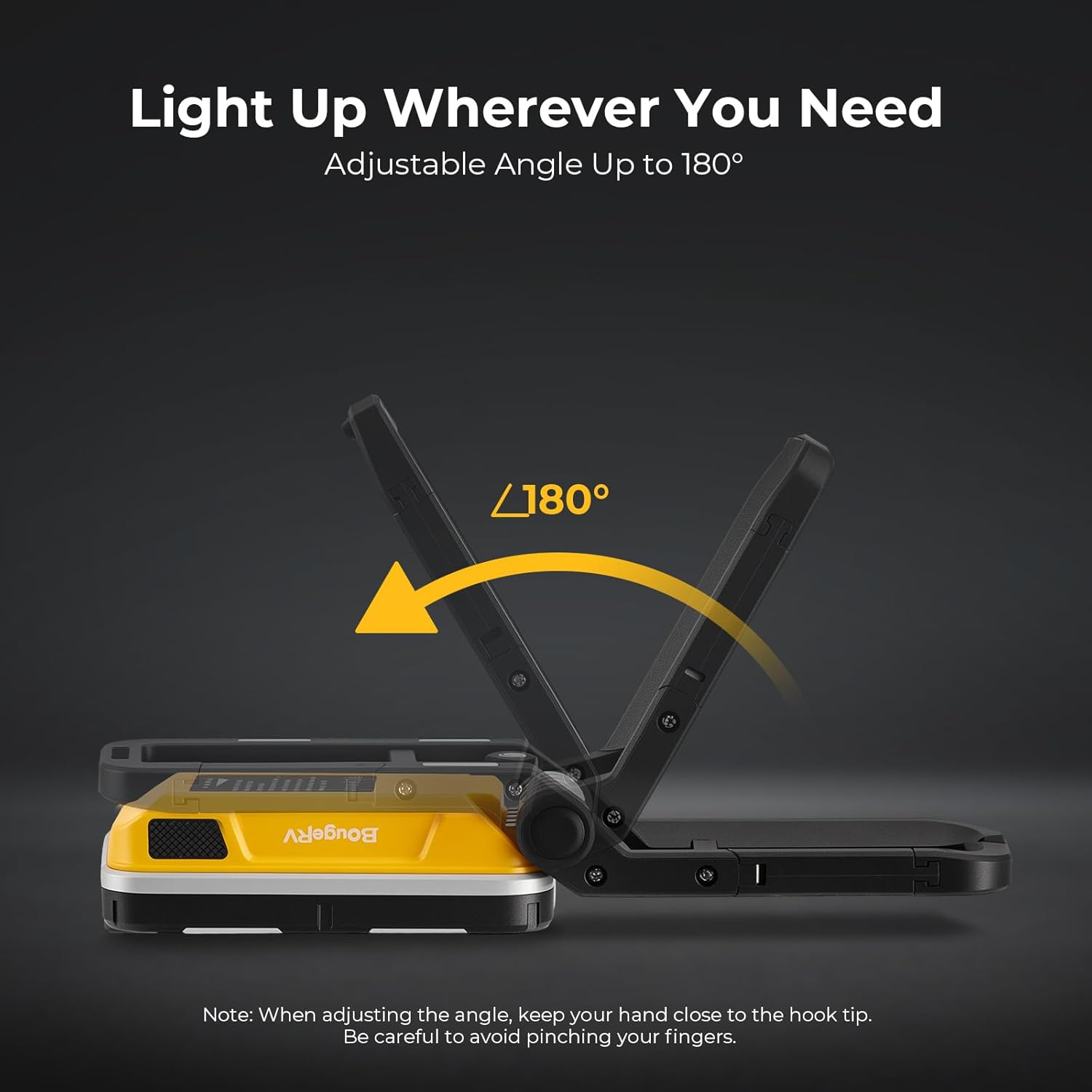 Bougerv WL01 Work Light Rechargeable, 1100 Lumens Magnetic Torch, Portable Inspection Light with 180&deg; Rotating Stand & Hook, Multiple Lighting Modes for Car Repair, Camping, Outdoor, Emergency image number 4