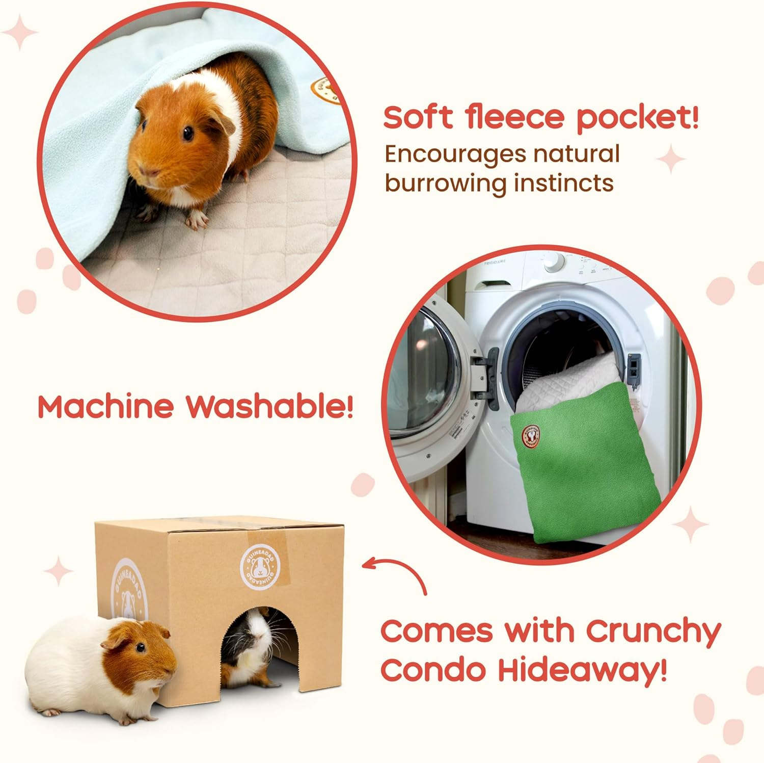 Guineadad Original Liner - Grey Fleece Guinea Pig Bedding - Reusable Guinea Pig Cage Liner - Extra Absorbent with Waterproof Bottom - Small Pet Supplies - 2X4 C&C image number 2