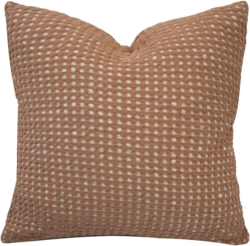 Bambury Endor Square Cushion Terracotta - 50 X 50 Cm - Cotton Waffle - Foam Fill - Red - Waffle Pattern - Square Shape - Indoor Use - Contemporary Style - Plush Firmness - 1 Count - Machine Washable image number 1