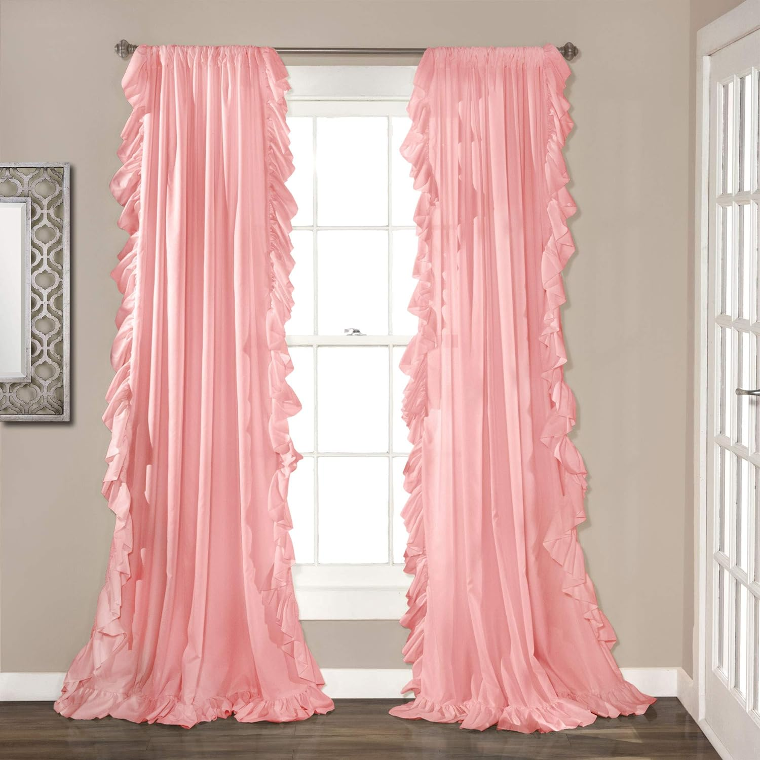 Lush Decor Reyna Window Curtain Panel Pair, 84" X 54", Pink image number 1