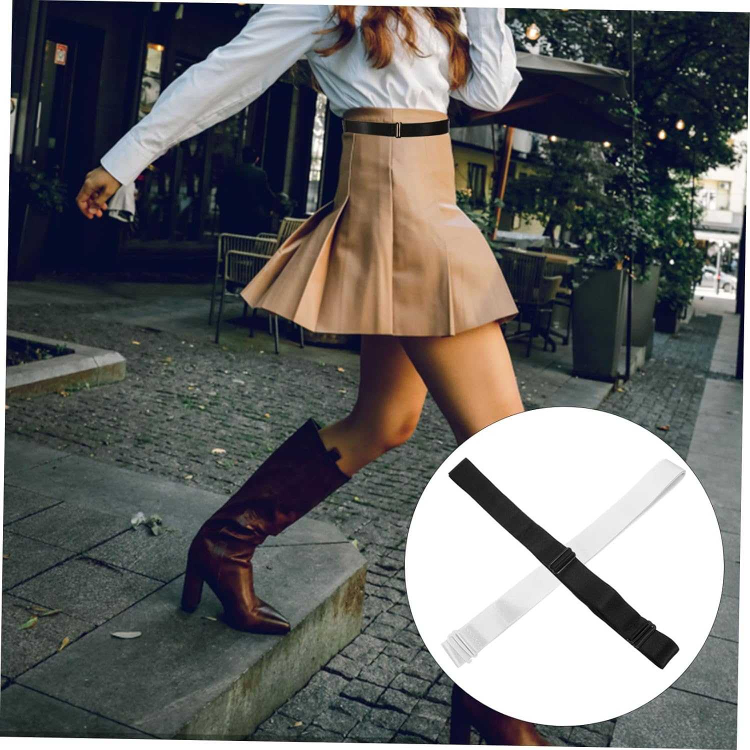 COHEALI 2Pcs Adjustable Elastic Tuck Bands for Cropping Shirts, Black and White Shirt Belts for Women, Fashionable Clothing Accessories for Daily Wear and Parties