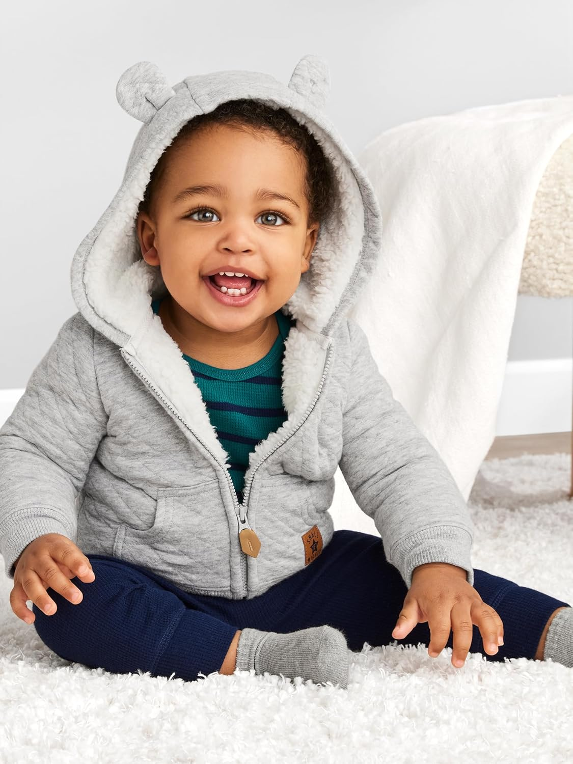 Simple Joys by Carter'S Baby Hooded Sweater Jacket with Sherpa Lining